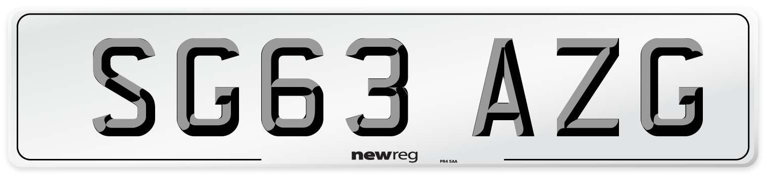 SG63 AZG Number Plate from New Reg